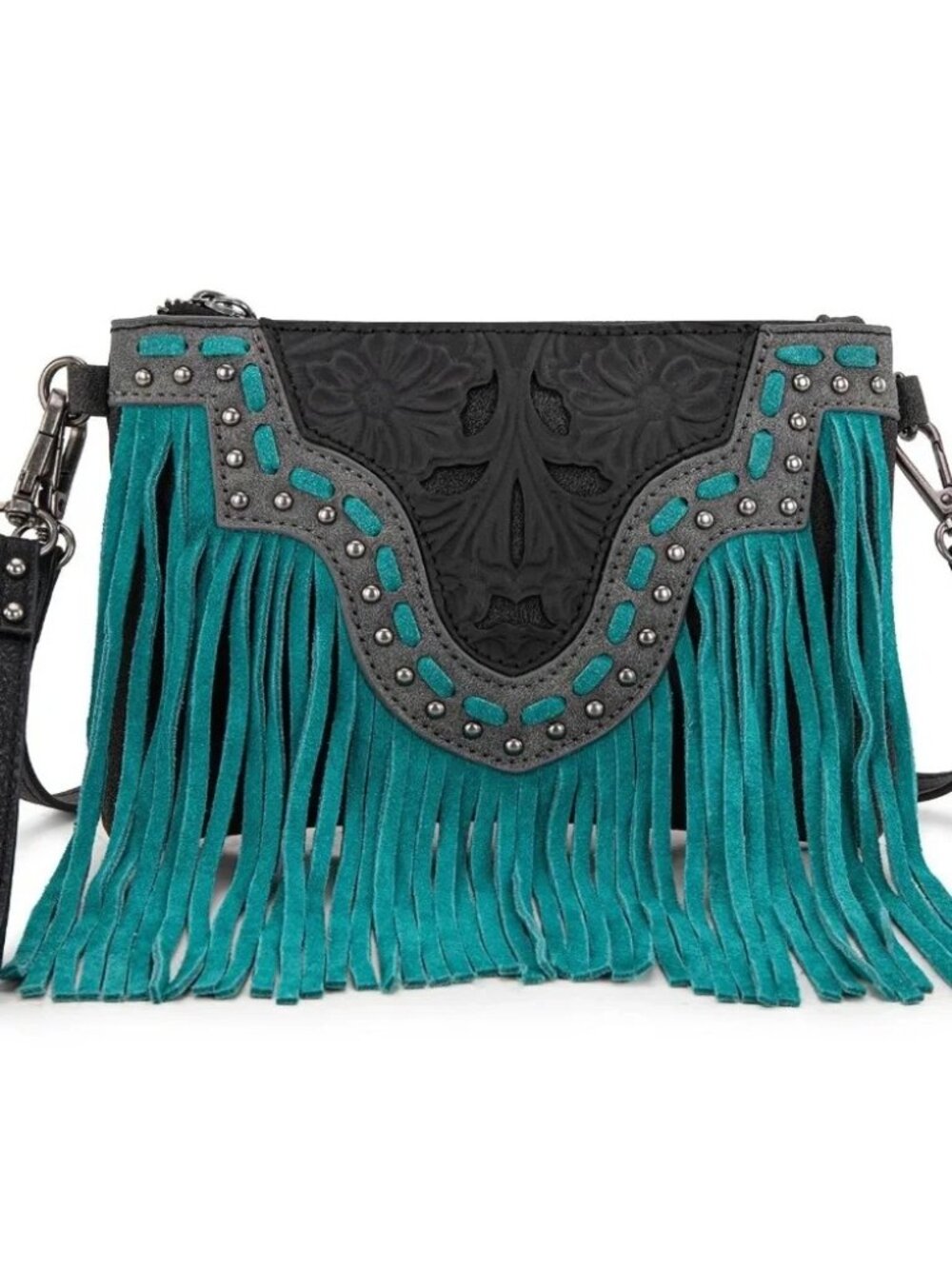Trinity Ranch Floral Tooled Collection Clutch/Crossbody - Black - Picture 4 of 6